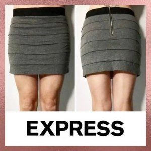 Express Womens Layered Bodycon Mini Skirt Back Zip Flat Front Gray Black Size S